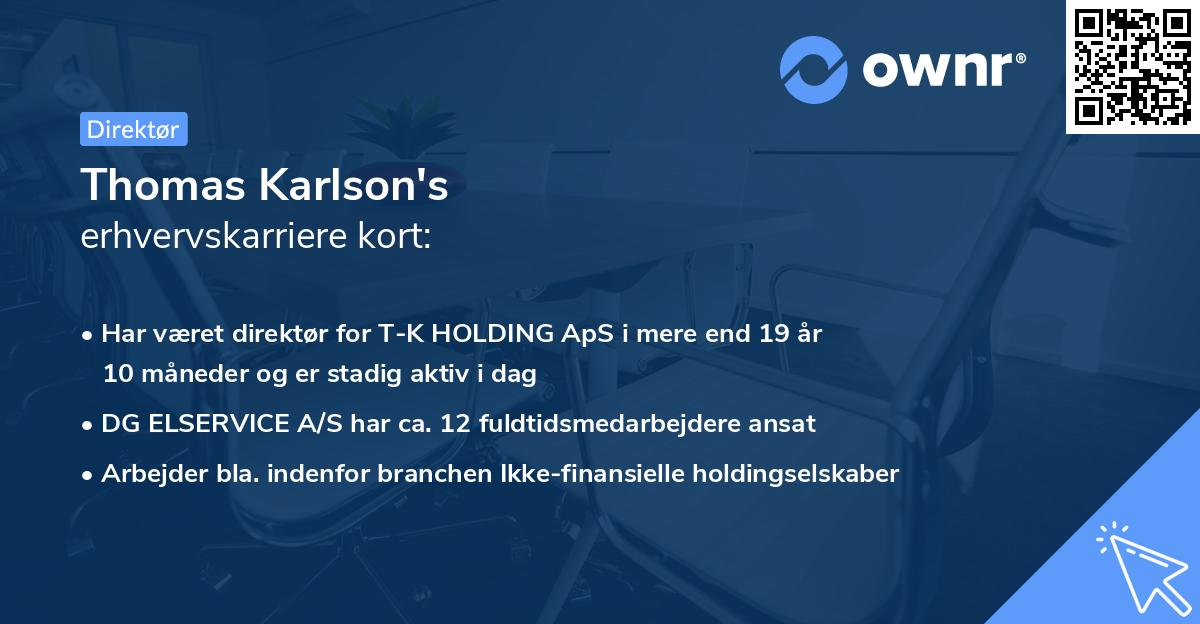 Thomas Karlson's erhvervskarriere kort