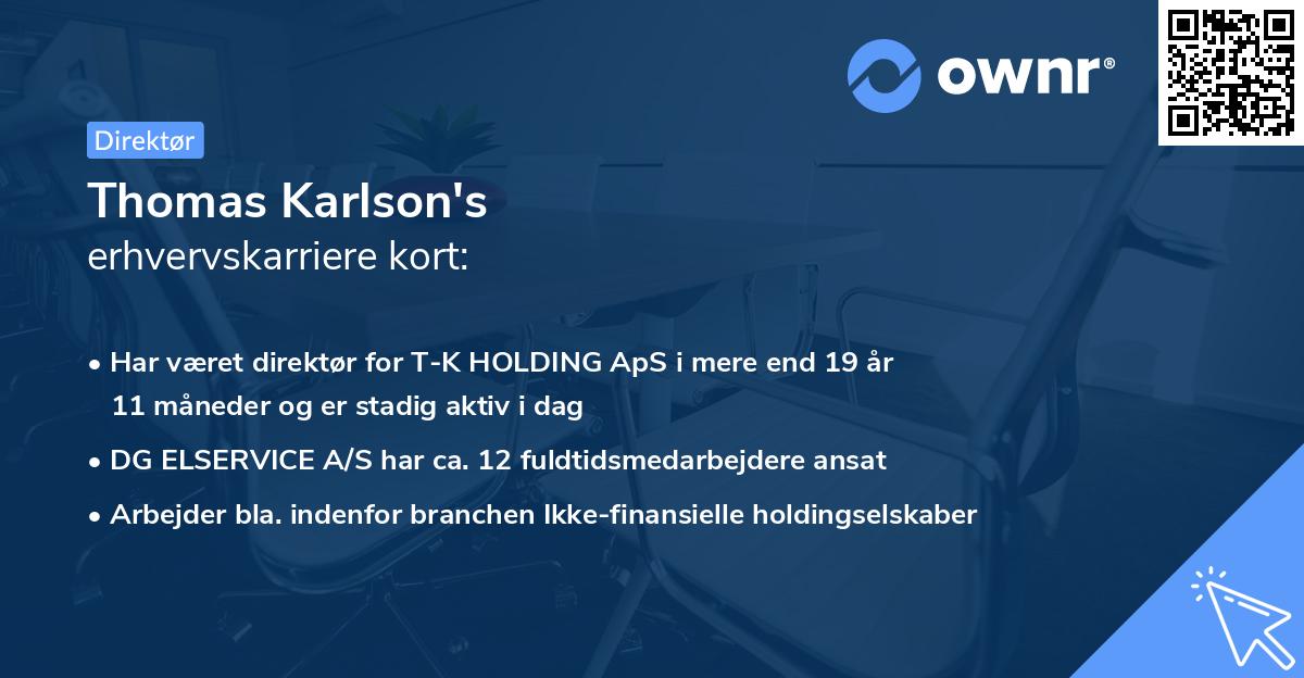 Thomas Karlson's erhvervskarriere kort