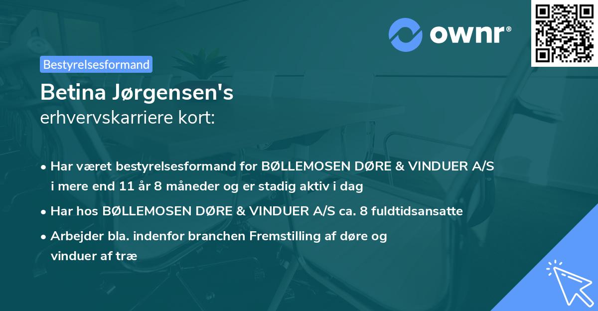 Betina Jørgensen's erhvervskarriere kort