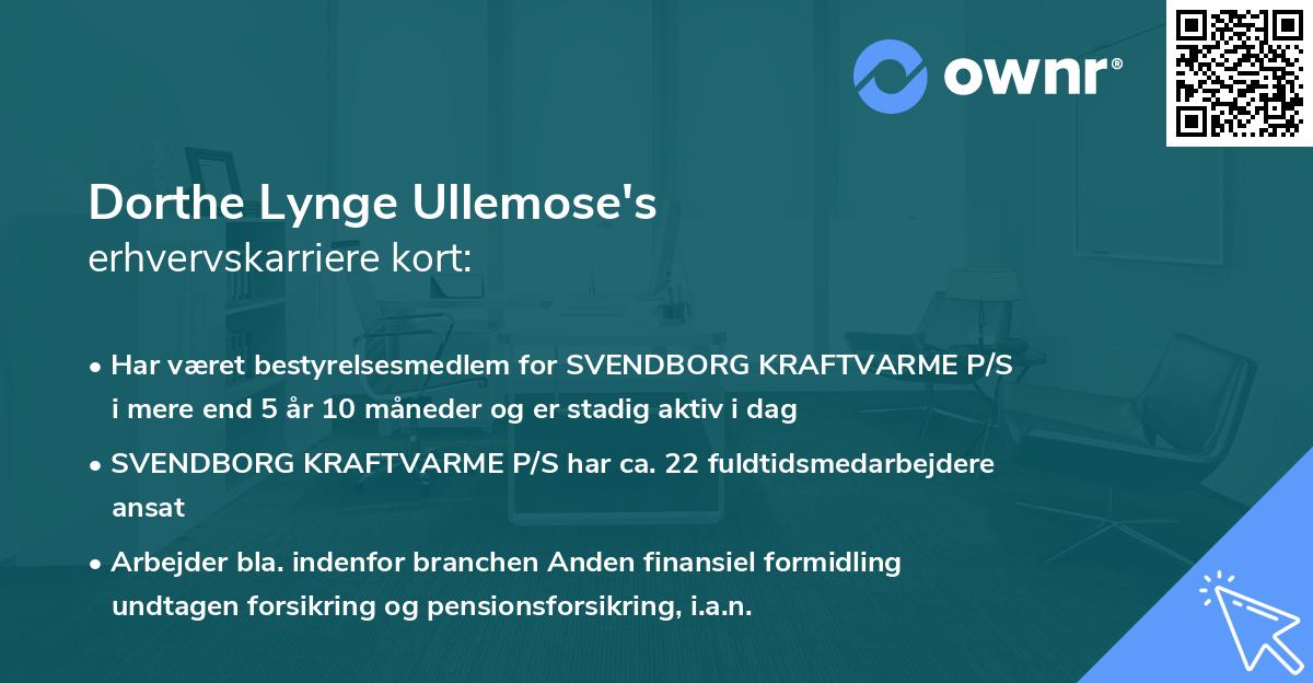 Dorthe Lynge Ullemose's erhvervskarriere kort