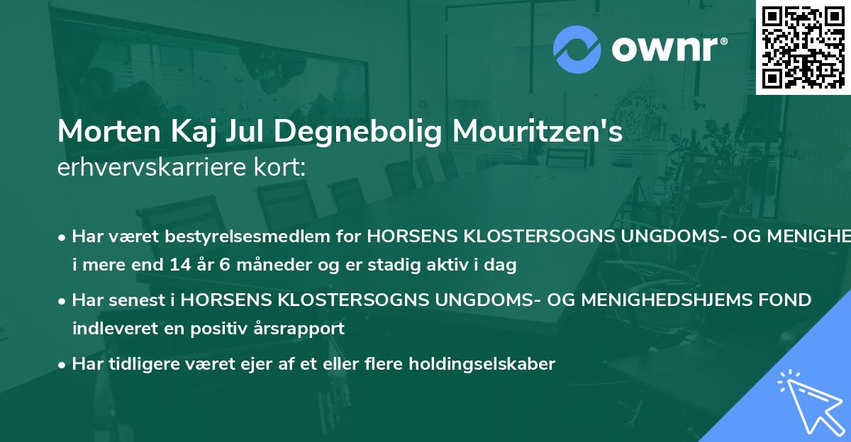 Morten Kaj Jul Degnebolig Mouritzen's erhvervskarriere kort