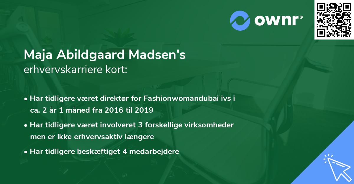 Maja Abildgaard Madsen's erhvervskarriere kort
