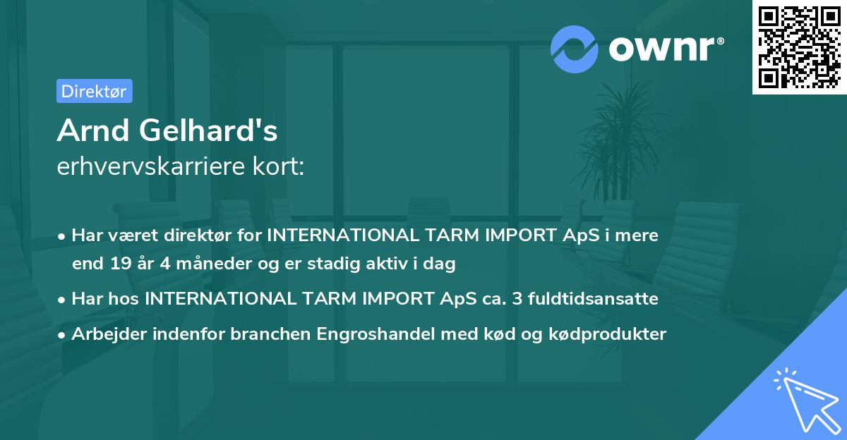 Arnd Gelhard's erhvervskarriere kort