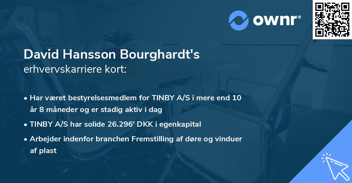 David Hansson Bourghardt's erhvervskarriere kort