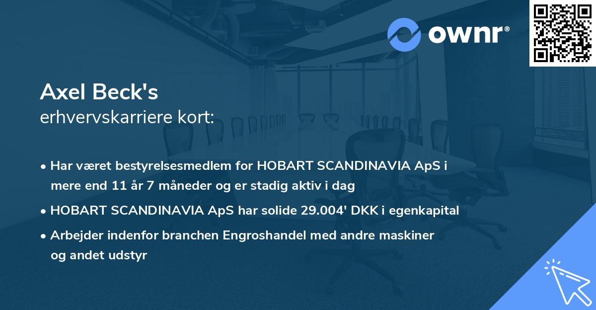 Axel Beck's erhvervskarriere kort