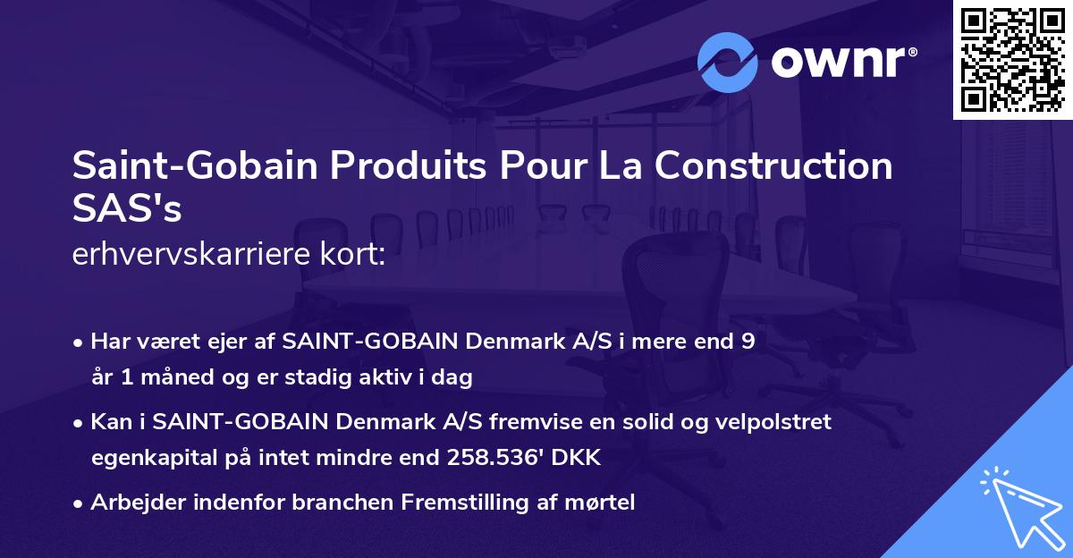 Saint-Gobain Produits Pour La Construction SAS's erhvervskarriere kort