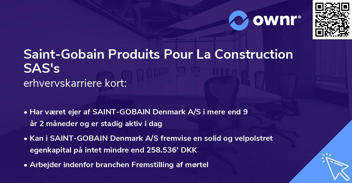 Saint-Gobain Produits Pour La Construction SAS's erhvervskarriere kort