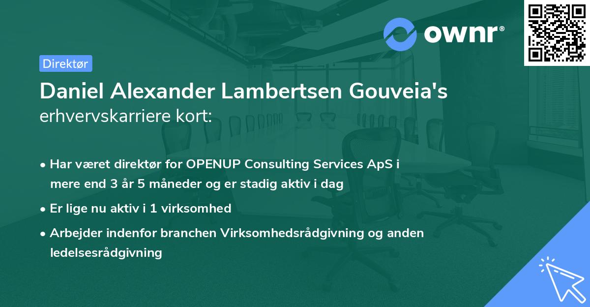 Daniel Alexander Lambertsen Gouveia's erhvervskarriere kort