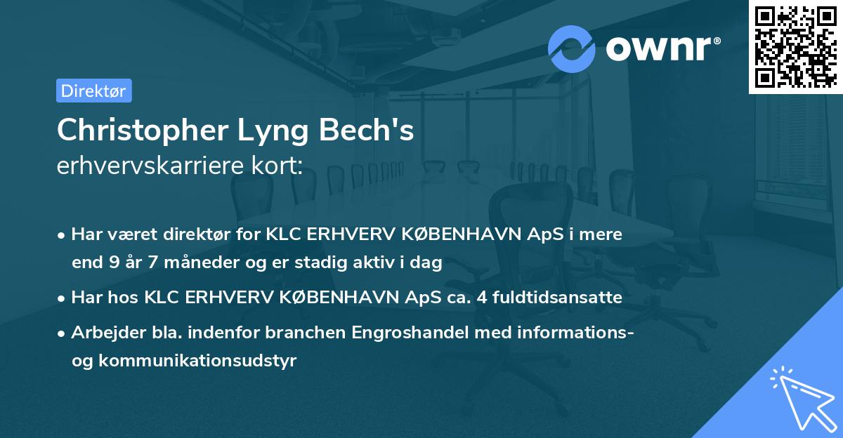 Christopher Lyng Bech's erhvervskarriere kort