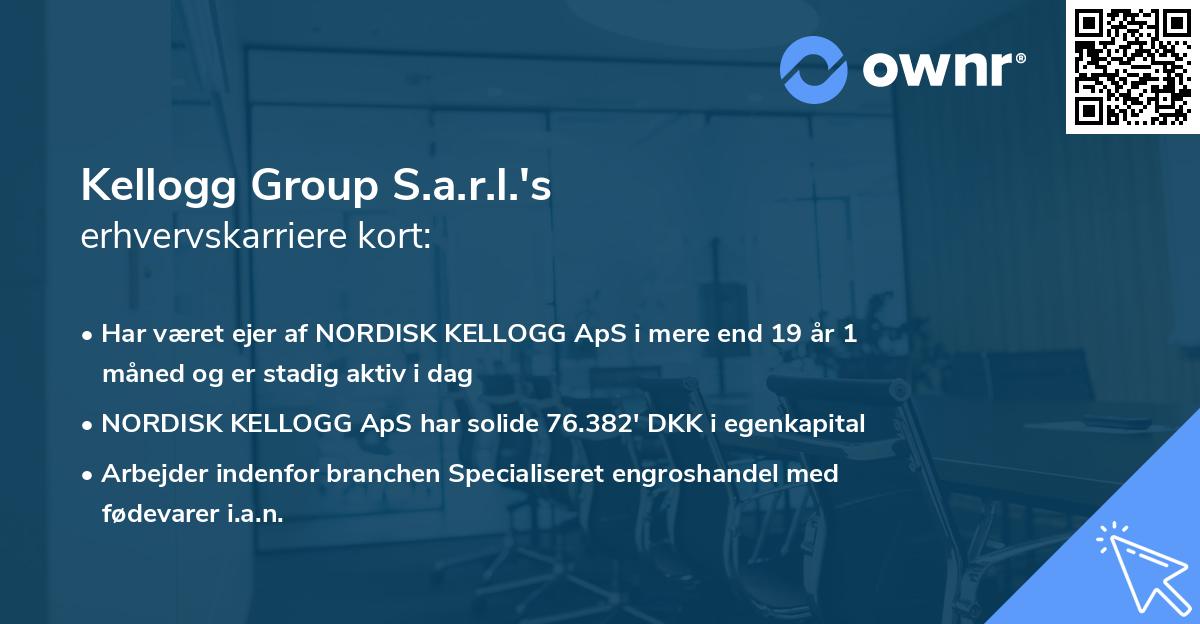 Kellogg Group S.a.r.l.'s erhvervskarriere kort