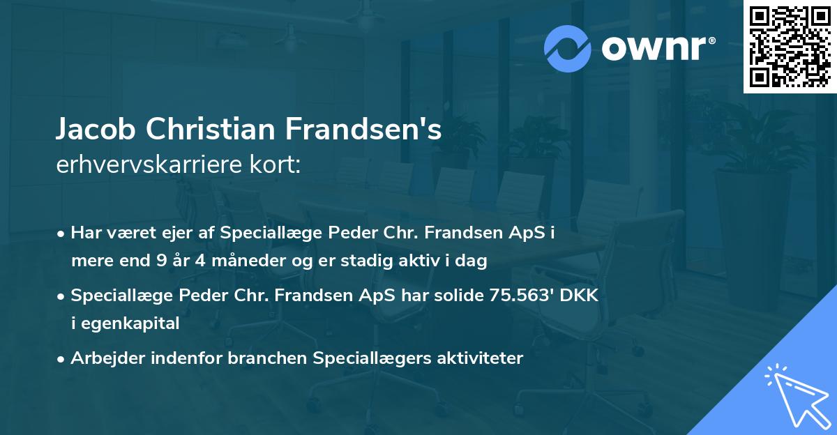 Jacob Christian Frandsen's erhvervskarriere kort