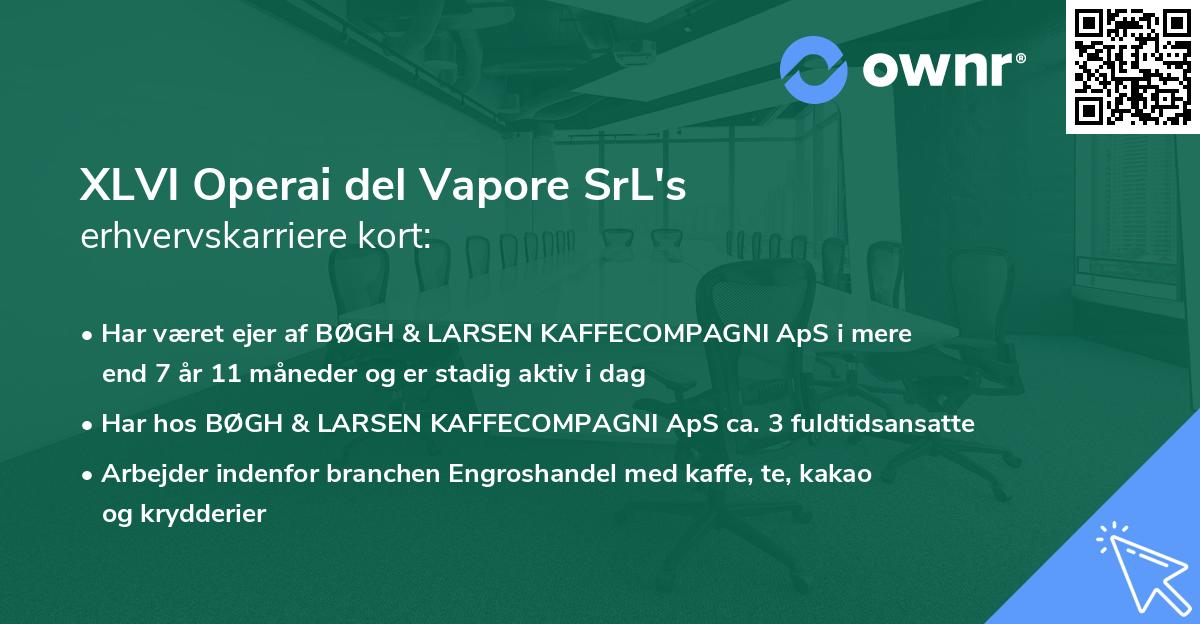 XLVI Operai del Vapore SrL's erhvervskarriere kort