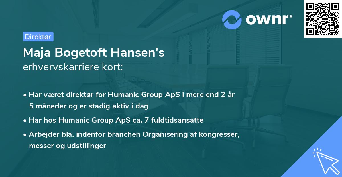 Maja Bogetoft Hansen's erhvervskarriere kort