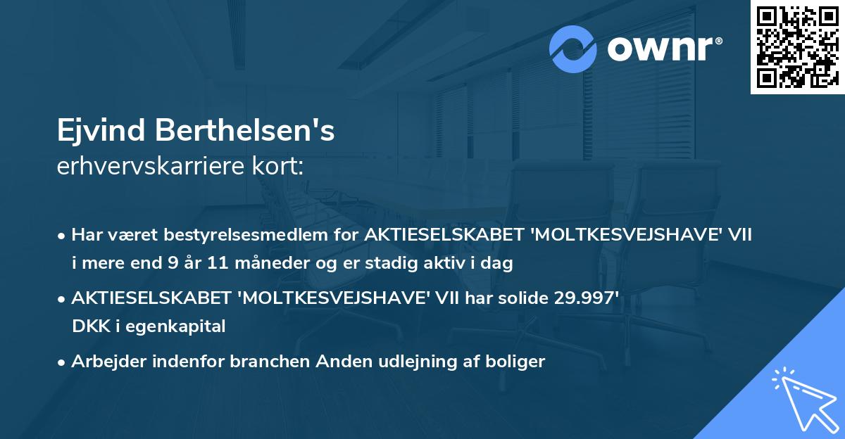 Ejvind Berthelsen's erhvervskarriere kort