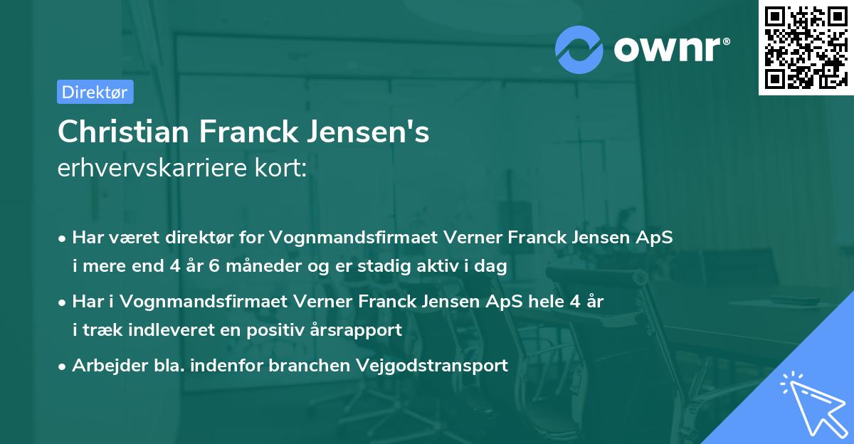 Christian Franck Jensen's erhvervskarriere kort