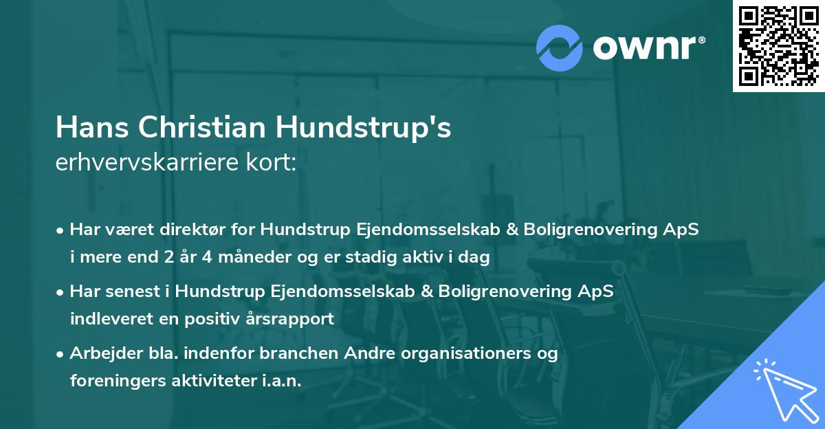 Hans Christian Hundstrup's erhvervskarriere kort