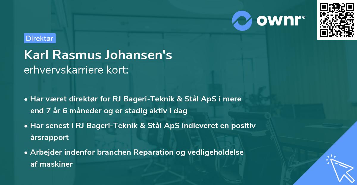 Karl Rasmus Johansen's erhvervskarriere kort