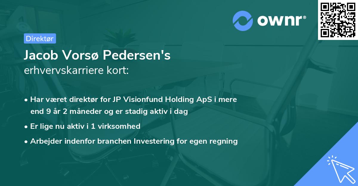Jacob Vorsø Pedersen's erhvervskarriere kort