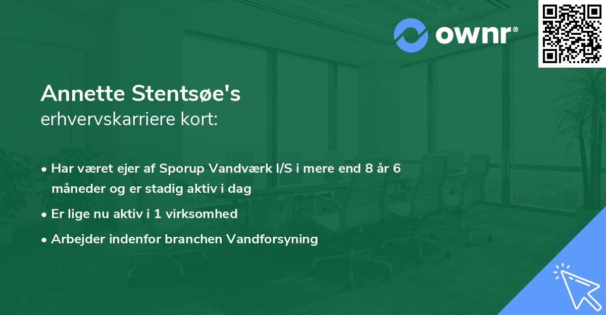 Annette Stentsøe's erhvervskarriere kort