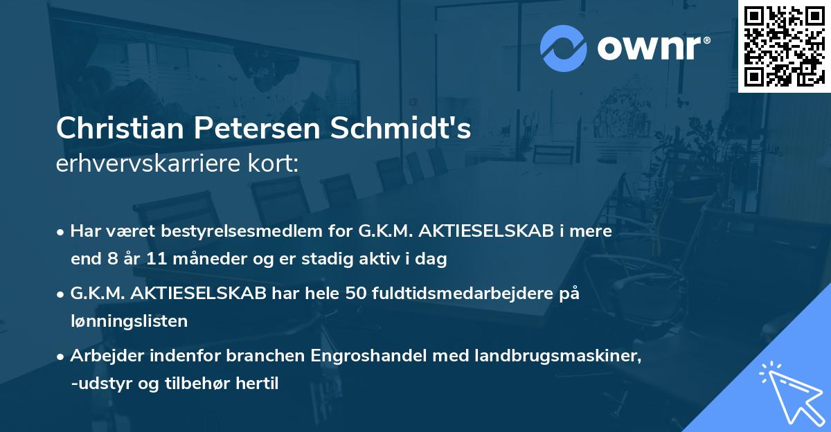 Christian Petersen Schmidt's erhvervskarriere kort