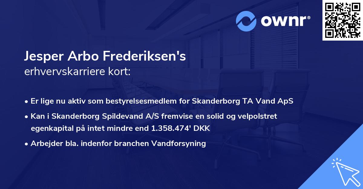Jesper Arbo Frederiksen's erhvervskarriere kort