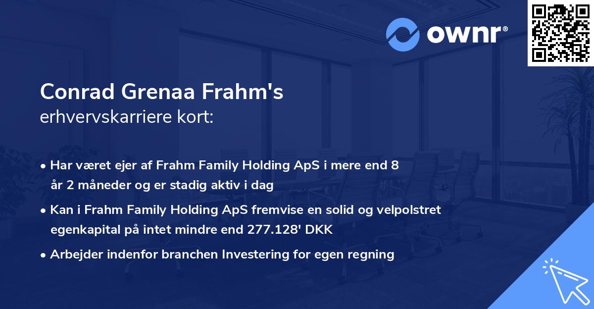 Conrad Grenaa Frahm's erhvervskarriere kort