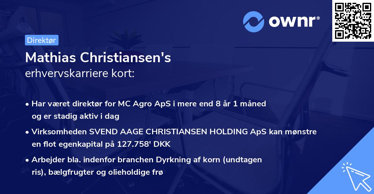 Mathias Christiansen's erhvervskarriere kort