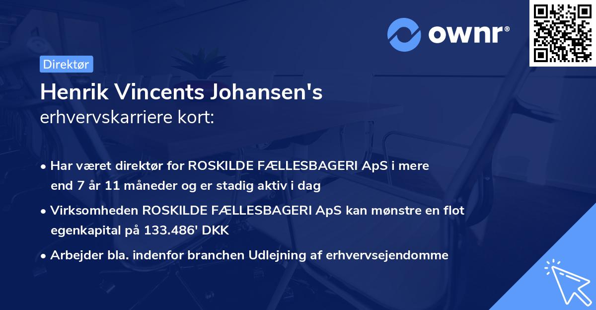Henrik Vincents Johansen's erhvervskarriere kort