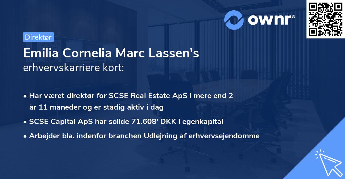 Emilia Cornelia Marc Lassen's erhvervskarriere kort