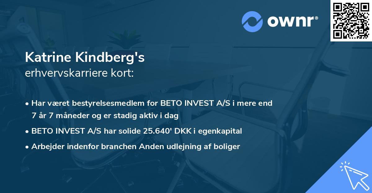 Katrine Kindberg's erhvervskarriere kort
