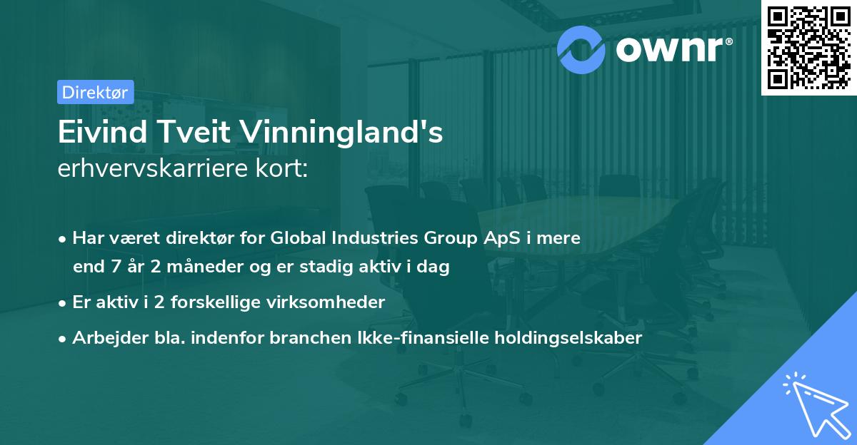 Eivind Tveit Vinningland's erhvervskarriere kort
