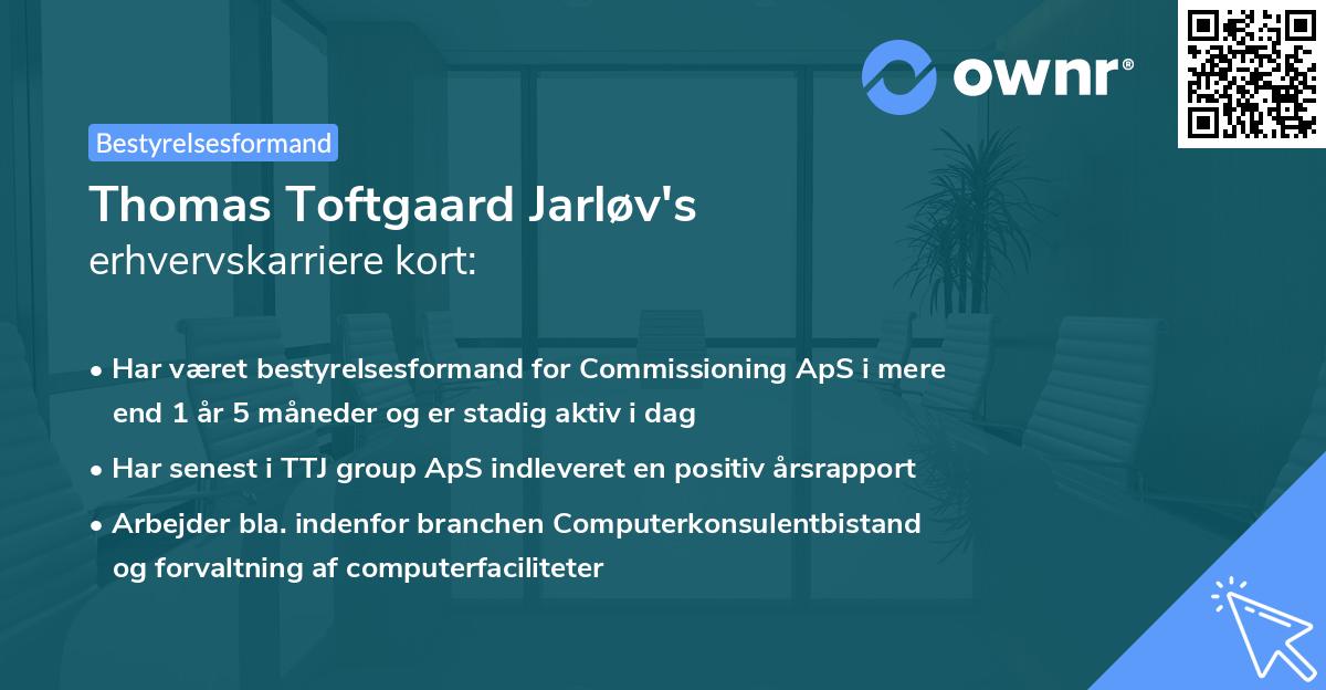 Thomas Toftgaard Jarløv's erhvervskarriere kort