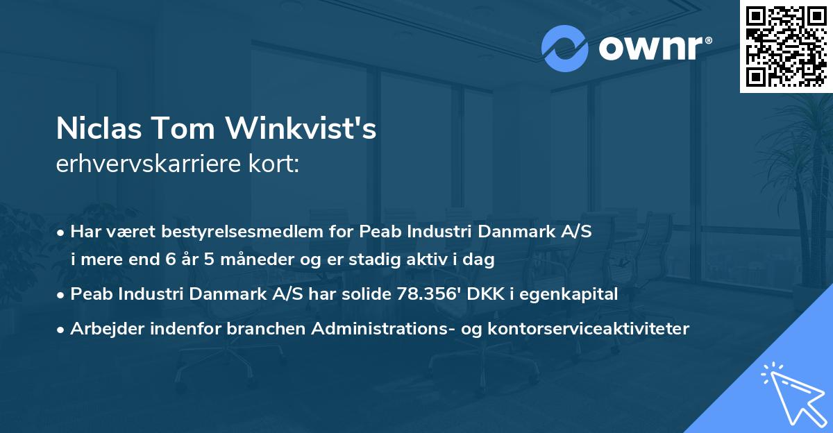 Niclas Tom Winkvist's erhvervskarriere kort