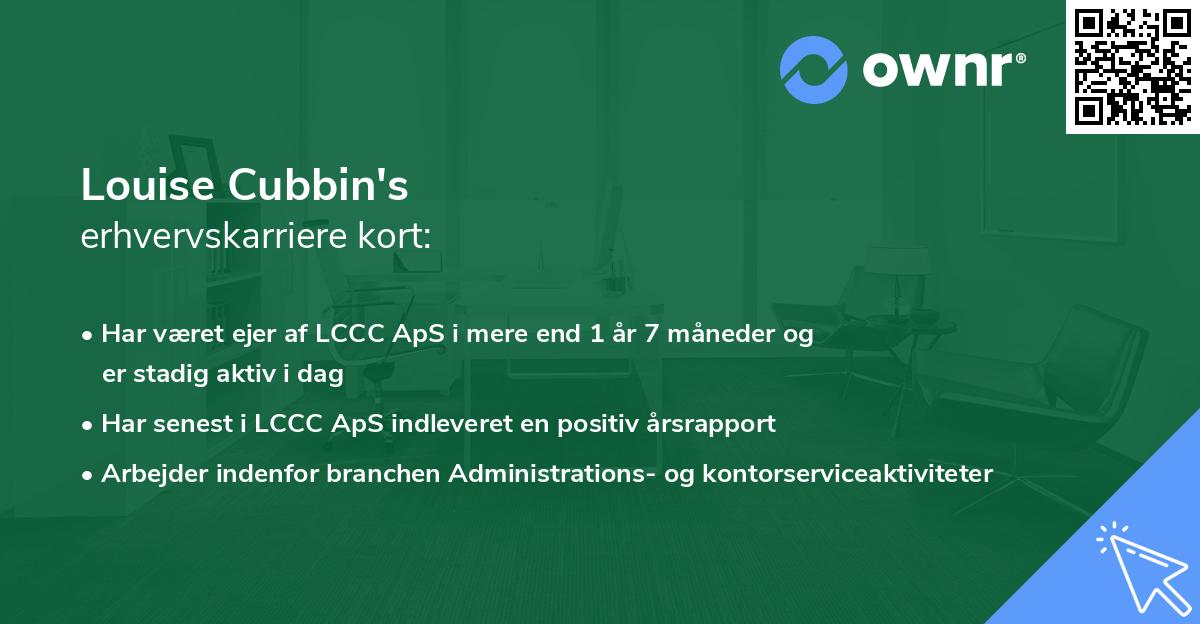 Louise Cubbin's erhvervskarriere kort