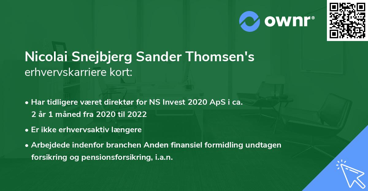 Nicolai Snejbjerg Sander Thomsen's erhvervskarriere kort