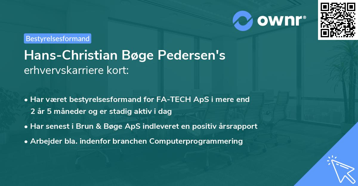 Hans-Christian Bøge Pedersen's erhvervskarriere kort