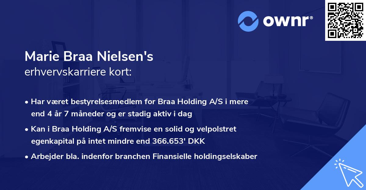 Marie Braa Nielsen's erhvervskarriere kort