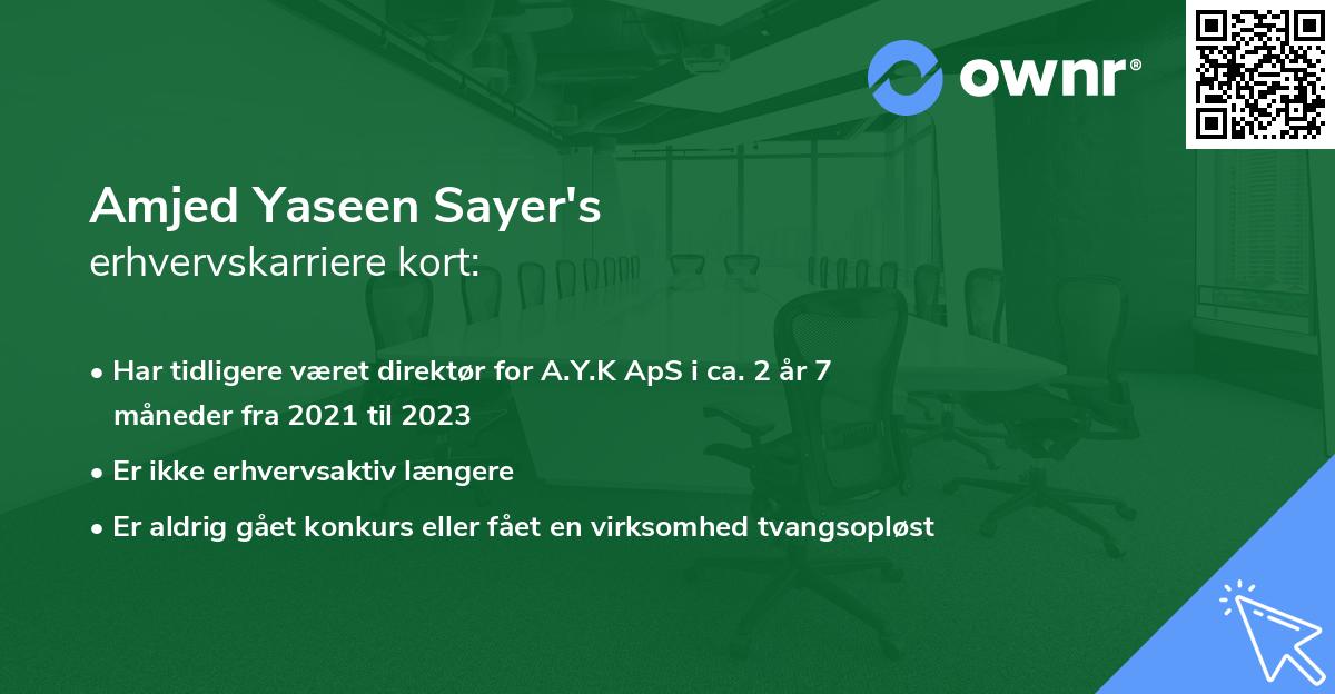Amjed Yaseen Sayer's erhvervskarriere kort