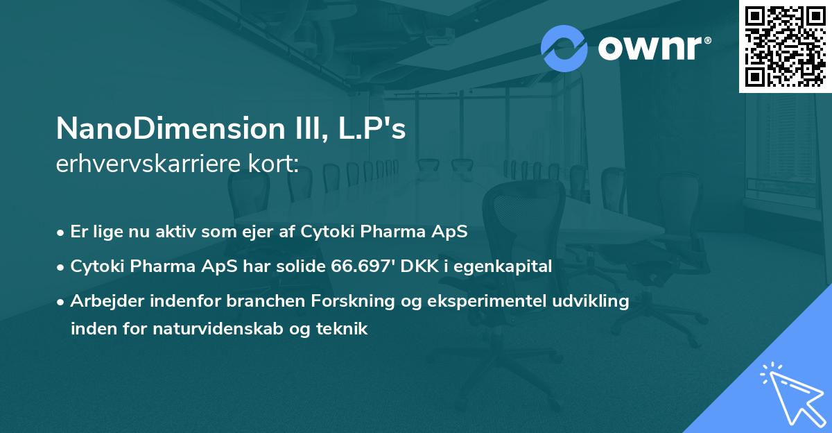 NanoDimension III, L.P's erhvervskarriere kort