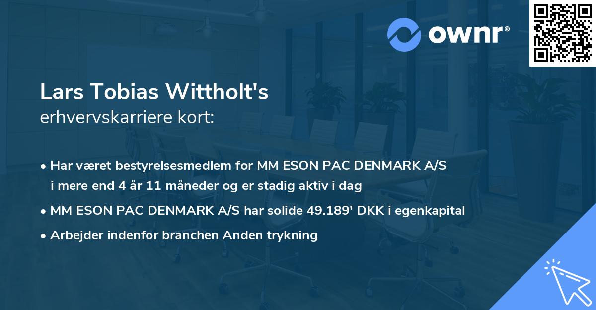 Lars Tobias Wittholt's erhvervskarriere kort