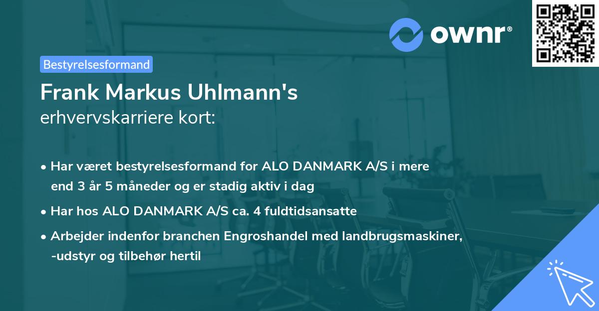 Frank Markus Uhlmann's erhvervskarriere kort