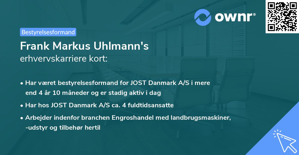 Frank Markus Uhlmann's erhvervskarriere kort