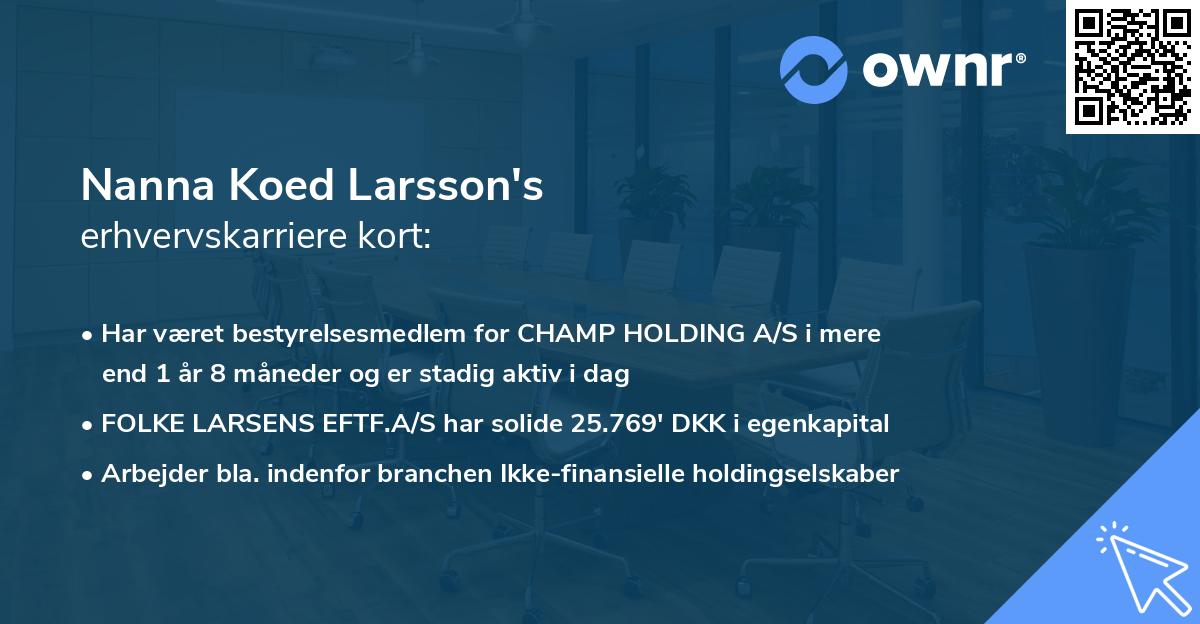 Nanna Koed Larsson's erhvervskarriere kort