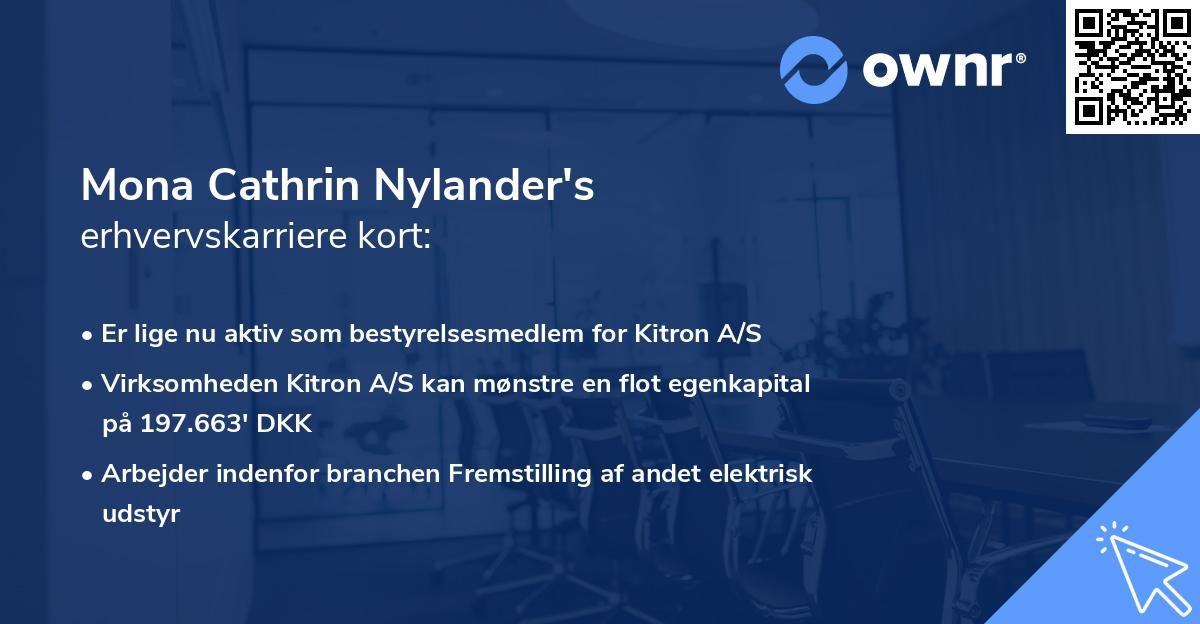 Mona Cathrin Nylander's erhvervskarriere kort