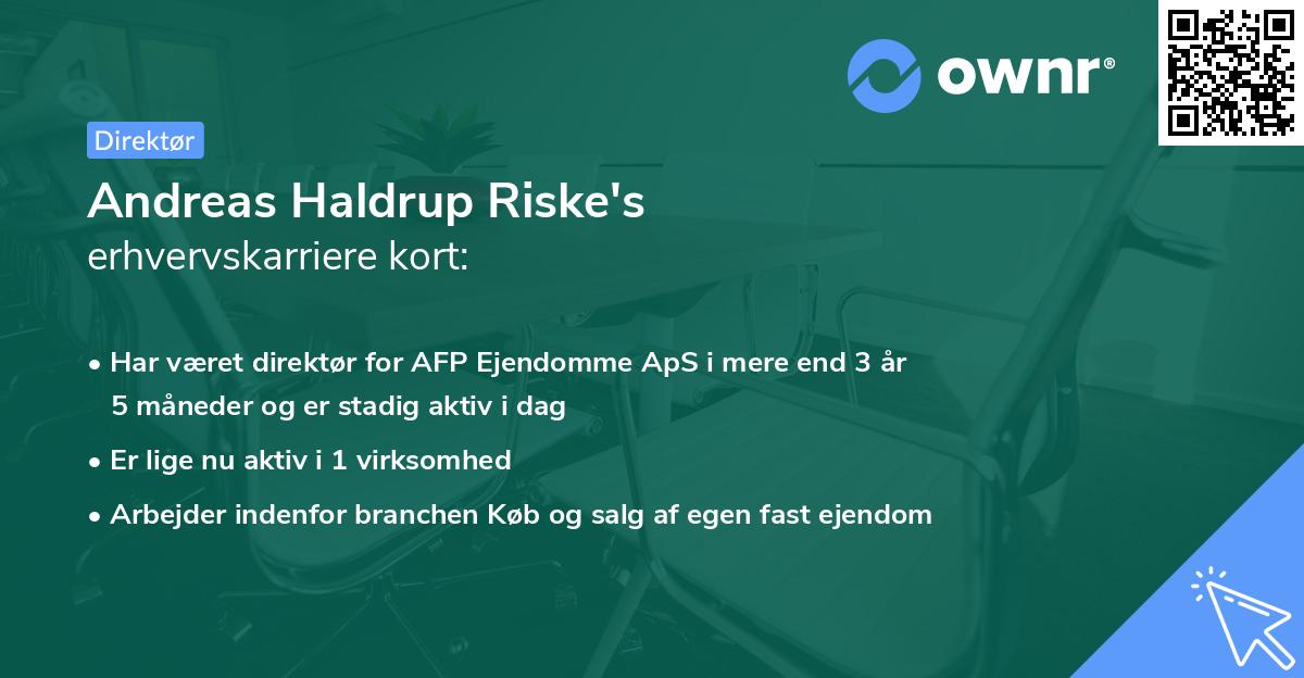 Andreas Haldrup Riske's erhvervskarriere kort
