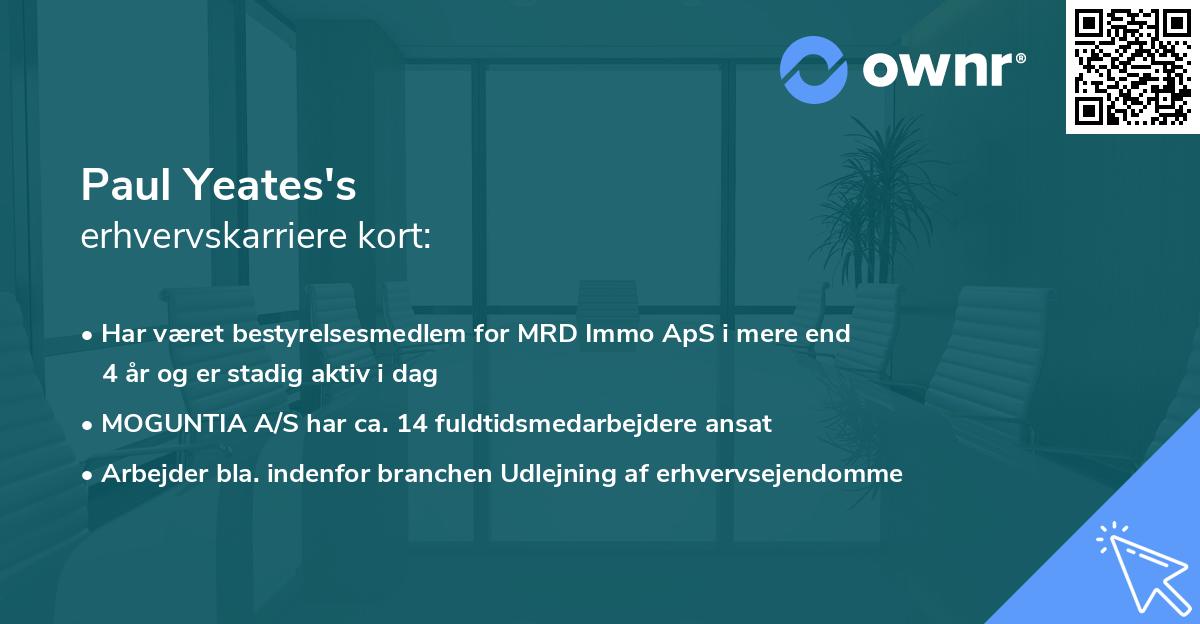 Paul Yeates's erhvervskarriere kort