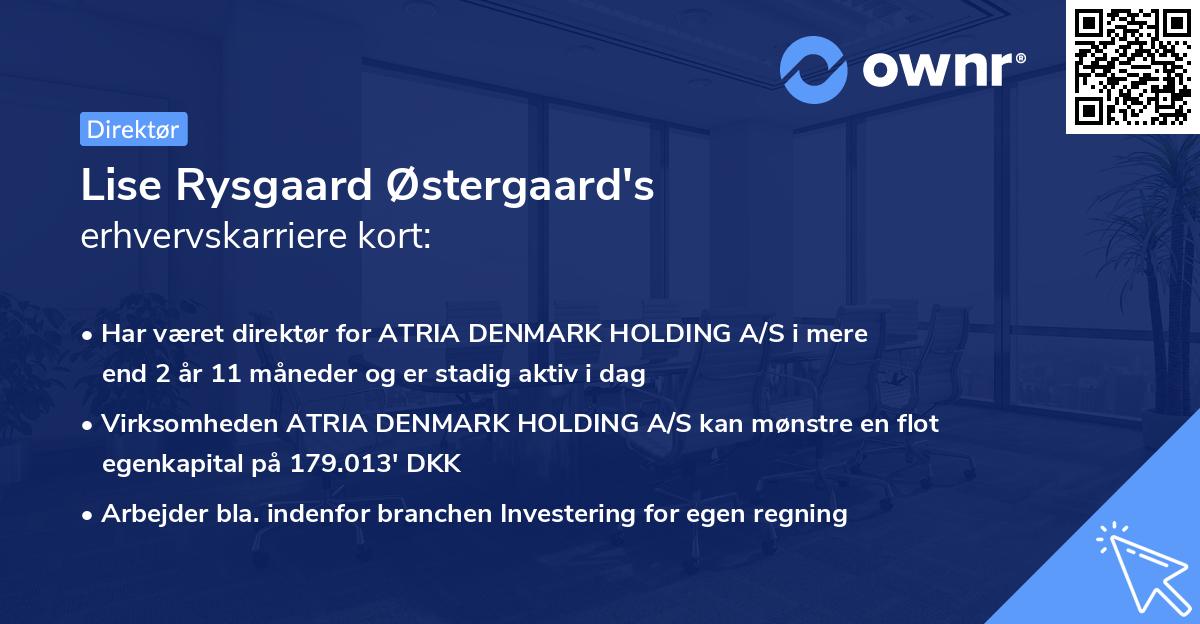 Lise Rysgaard Østergaard's erhvervskarriere kort