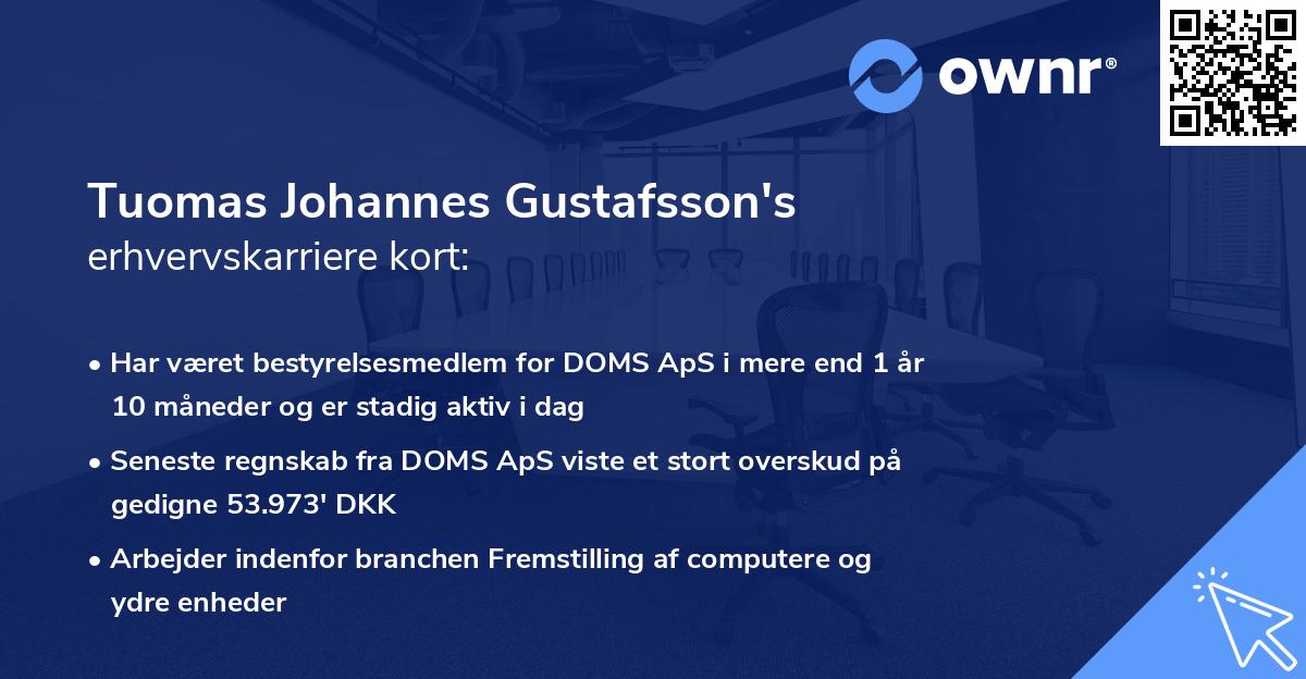 Tuomas Johannes Gustafsson's erhvervskarriere kort