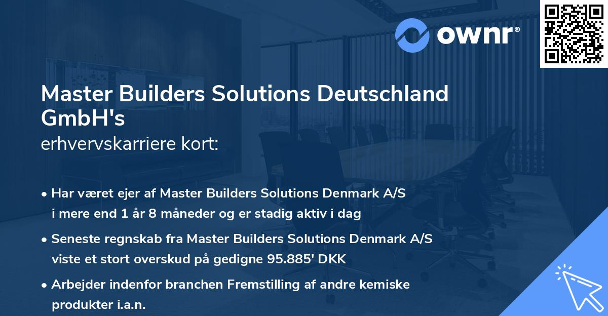 Master Builders Solutions Deutschland GmbH's erhvervskarriere kort