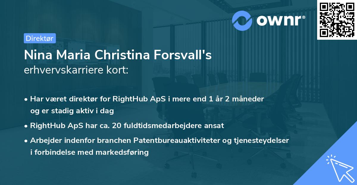 Nina Maria Christina Forsvall's erhvervskarriere kort